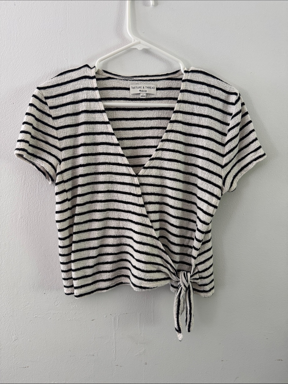 NWOT Madewell Black & White Short-Sleeve Wrap Sz S